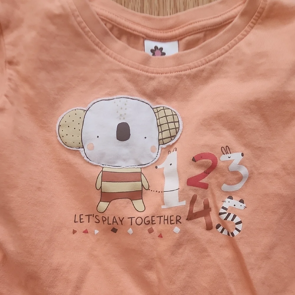 Orange Graphic Peplum Long Sleeves Tee With Number Design Pants